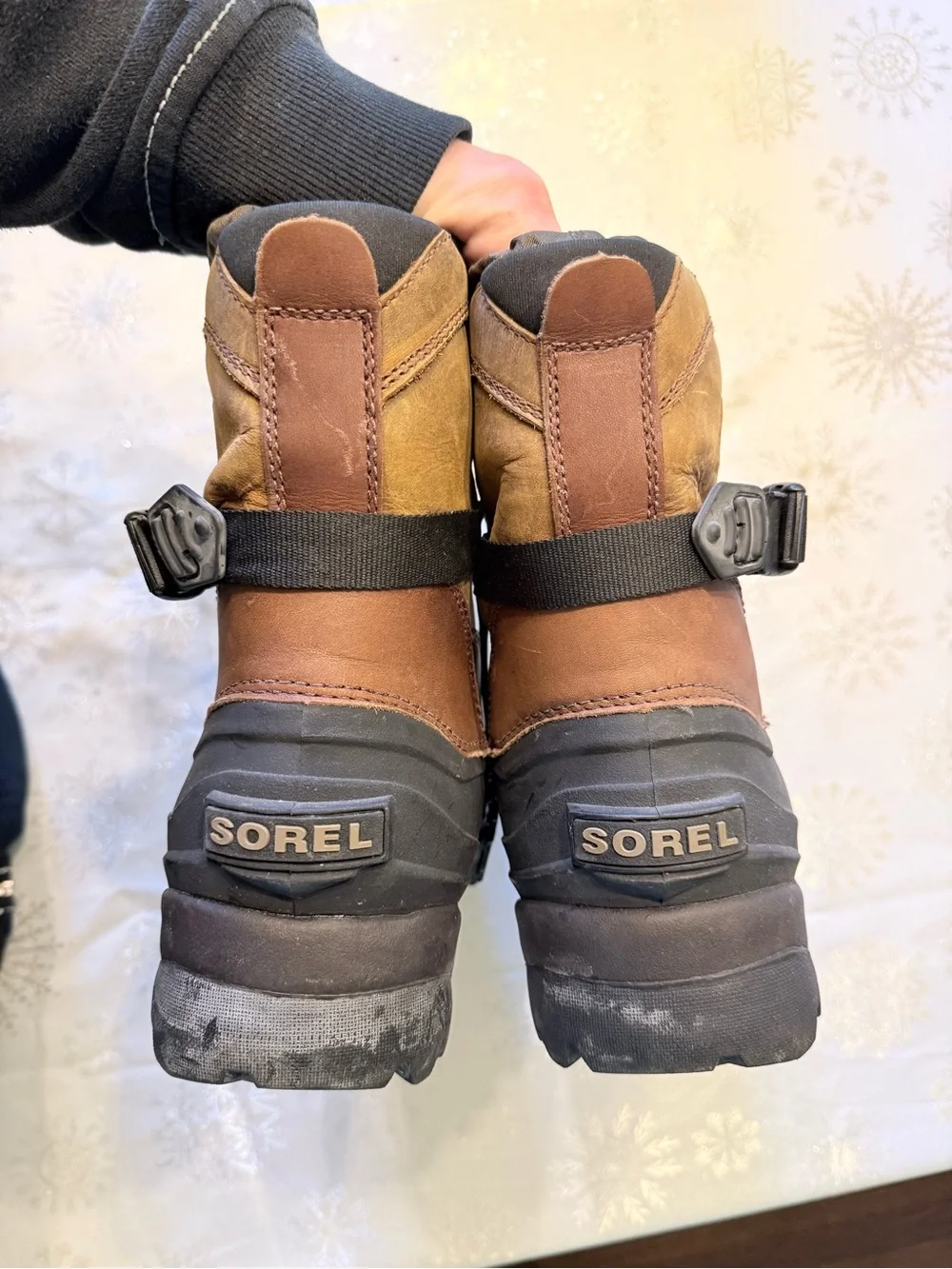 Sorel Conquest Winter Snow Boot Waterproof Leather WARM Bark colorway Men's 11